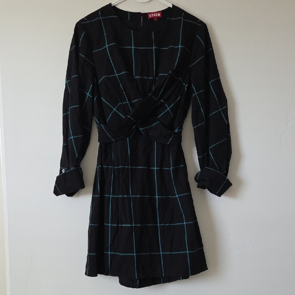 STAUD Black and Blue Checkered Dress - Picture 7 of 10